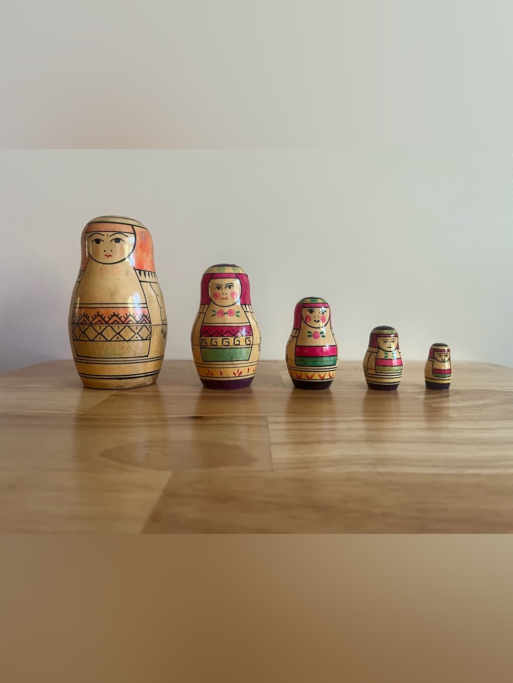 Vintage Wooden Nesting Dolls Set of 5